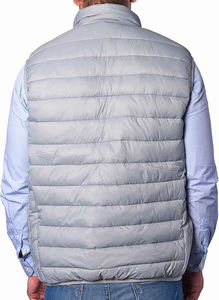Gilet matelassé sans manches à capuche pour l'hiver, en toile enduite imperméable et respirante, écologique, avec fermeture à bouton unique et effet bulles. - Product Image 2