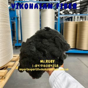 Fibre 100 % recyclée 6D noire solide et sèche, très demandée, de l'usine Vikohasan et fibre GRS pour la fabrication de fil non tissé et de géotextile. - Product Image 5