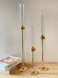 Ensemble de bougeoirs en verre argenté de luxe, support en métal moderne, centre de table décoratif pour la maison, les mariages et les événements - Product Image 5