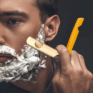 Navaja de Afeitar Recta de Acero Inoxidable Color Dorado Premium con Logotipo Personalizado para Afeitado Profesional - Product Image 4