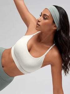 Women Y <b>Back</b> Sports <b>Bra</b> Thin Spaghetti Straps Scoop Neck Removable Padded Workout Yoga Bralette <b>Low</b> Impact Fitness Top - Product Image 1