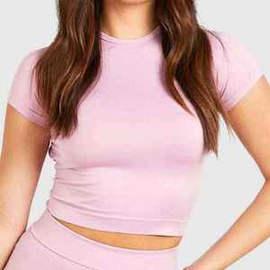 Ensemble de yoga d'été deux pièces pour femme, col rond uni, coupe régulière, sans manches, taille élastique, respirant, en Spandex/Polyester, séchage rapide - Product Image 2