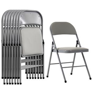 Eleganti Sedie Pieghevoli in Ferro Grigio e PVC, Set da 4 Pezzi, per Convenzioni ed Esposizioni, Forniture per Feste - Product Image 6