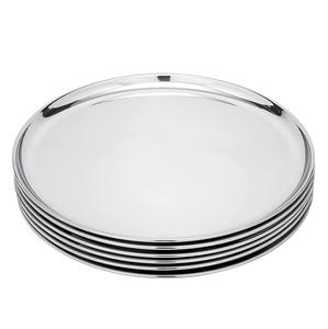 Assiette à dîner en acier inoxydable, assiette Khumcha, Thali en forme de pomme, lot de 4 assiettes (diamètre 27 cm) - Product Image 4