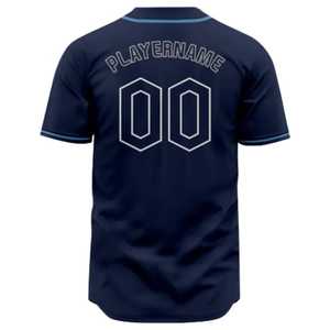 Camiseta de Béisbol Azul Marino para Hombre, Manga Corta, Cuello en V, Botones al Frente, Impresión del Nombre del Equipo, Ropa Deportiva de Poliéster que Absorbe la Humedad - Product Image 2