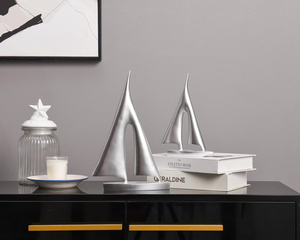 Estatua Decorativa de Velero Plateado para Decoración del Hogar, Escultura Náutica Moderna para Escritorio de Oficina, Estante y Sala de Estar - Product Image 2