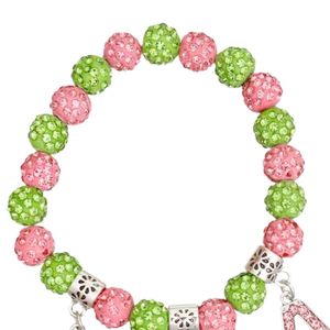 Pulsera de Letras Brillantes Rosa y Verde para Mujer, Pulsera de Cuentas con Dijes, Joyería de Moda, Pulsera de Perlas Coloridas, Accesorio de Regalo Casual - Product Image 5