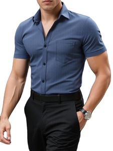 Chemise décontractée d'été pour homme, manches courtes, unie, respirante, écologique, 100% coton, qualité supérieure, prix abordable, design personnalisé - Product Image 2