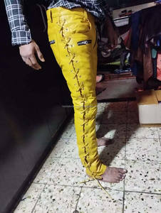 กางเกงนักขี่จักรยานเกย์นิ่มสำหรับผู้ชายกางเกงหนังแท้สีเหลืองเจ็ทผลิตจากร้านค้าออนไลน์ - Product Image 2