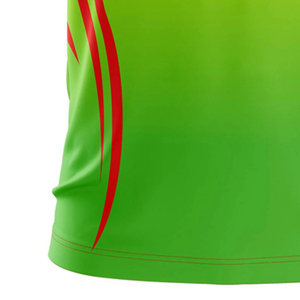 เสื้อโปโลชายแบบสั่งทำพิเศษ สีเขียวมะนาว ลายทางสีแดง แห้งเร็ว ชุดกีฬาแขนสั้น เสื้อผ้าเทนนิสฤดูร้อน - Product Image 4