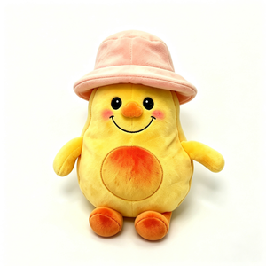 Almohada de pera suave personalizada, juguete de peluche de pera amarilla, peluche de pera con sombrero de cubo rosa, peluche de pera con brazos y piernas - Product Image 4