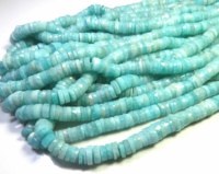 Perles de pierre précieuse Amazonite bleue naturelle de qualité supérieure, 7-7,5 mm, taille facetée, brin de 16 pouces, forme Heishi pour la fabrication de bijoux