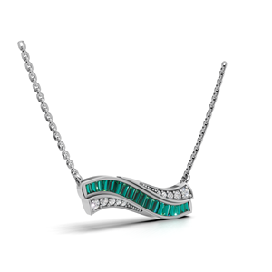 Collar Clásico con Colgante de Ola con Diamantes Verdes Cultivados en Laboratorio en Oro de 18K - Product Image 4