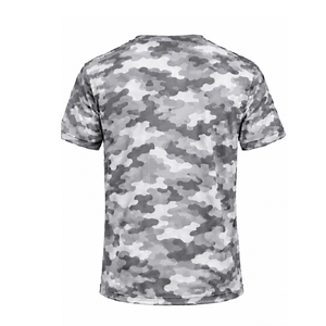 เสื้อยืดคอกลมแขนสั้นผู้ชายลายพรางสีเงิน ผ้าฝ้าย 100% ระบายอากาศได้ดี แห้งเร็ว เหมาะสำหรับออกกำลังกาย ฟิตเนส เล่นกีฬา - Product Image 2