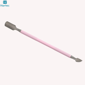 Salon-Quality Nail Grooming Stainless Steel Cuticle Pusher with Comfortable Pink Anti Grip Professional Nail Cuticle Pusher <b>Tool</b> - Product Image 4