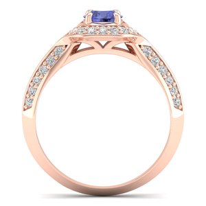REYES <b>Solitaire</b> 925 Sterling <b>Silver</b> Round Cut 0.5CT Tanzanite Gemstone <b>Ring</b> For Women GRA Certified Engagement Fine Jewelry - Product Image 4