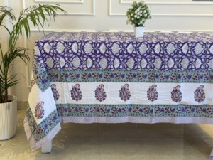 Blue Tablecloth Handblock Printed <b>Table</b> Cloth Cotton <b>Table</b> <b>Cover</b> Dinning Printed <b>Table</b> <b>Cover</b> Washable Wedding <b>Table</b> Decor <b>Cover</b> - Product Image 2