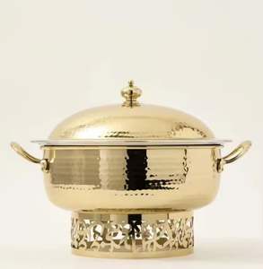 Cuenco de lujo de metal dorado martillado con tapa, calentador decorativo de alimentos, servidor de buffet, contenedor de almacenamiento, decoración del hogar - Product Image 2