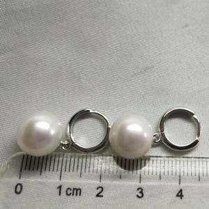 Perlas Redondas Grandes de Agua Dulce de 11-12 mm, Simples y Limpias, con Hebilla de Plata S925 para Pendientes Largos Elegantes - Product Image 4