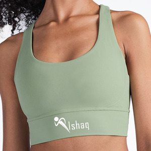 Sujetador deportivo de alto soporte con espalda cruzada y tiras de spandex, con almohadillas extraíbles para yoga, fitness, running, gimnasio y entrenamiento. - Product Image 1