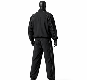 Premium Black Nylon Piping Windbreaker <b>Set</b> Custom Wholesale Factory Supplier USA Casual Autumn Streetwear Jacket Pants Outfit - Product Image 3