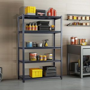 78\" H Adjustable Heavy Duty Garage Shelves 5 Tier 2200LBS Capacity Metal Utility Storage Organizer Racks Wide Utility Warehouse - Product Image 1