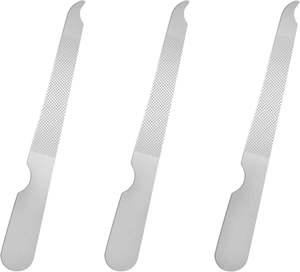 Ensemble de 3 limes à ongles en acier inoxydable Zebra |   Outil de manucure durable à double face, à pointe incurvée et pointue, pour salon et usage domestique - Product Image 1