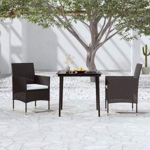 Conjunto de Comedor de Jardín de Ratán PE Negro Resistente - Product Image 1