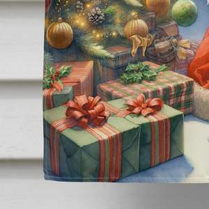 Gran Multicolor poliéster Fox Terrier Santa Claus casa bandera porche manga poste decorativo patio Banner ilustraciones colgante de pared - Product Image 4