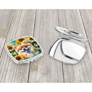 Pomarian Tournesols Miroir de maquillage de voyage compact Cadeau de conception de poche pliant pour femmes et filles - Product Image 3