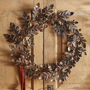 Handmade Modern Round Shape Wrought Iron <b>Metal</b> <b>Wreath</b> Hanger with Artificial Leaf Multiple Colors Home Holiday Christmas Decor - Product Image 5