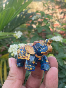 Hand Carved Hand Painted Lapis Lazuli <b>Elephant</b> Statue Luxury Gemstone Decor OEM ODM Wholesale - Product Image 2