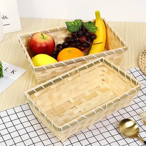 Kitchen counter storage organizers <b>bamboo</b> fruit drain <b>basket</b> high quality natural weaved <b>baskets</b> - Product Image 1