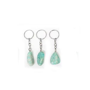 Llavero de cristal de alta calidad, llavero de amazonita pulida, llavero de piedra natural, regalos para mujeres, mayorista de llaveros - Product Image 2