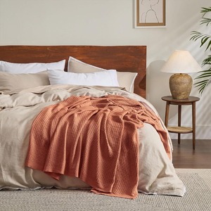 Mantas Térmicas de Cama 100% Algodón, Diseño Liso y Moderno, Mantas de Cama Tejidas Suaves - Product Image 2