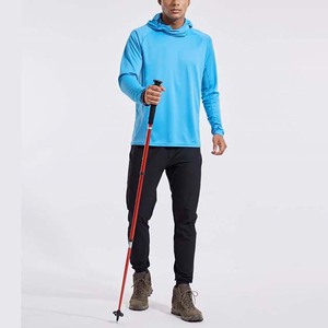 Men's <b>Long</b> <b>Sleeve</b> Hooded Fishing Shirt Solid <b>Blue</b> UPF 50 Anti-Uv Sun Protection Outdoor Wear - Product Image 4