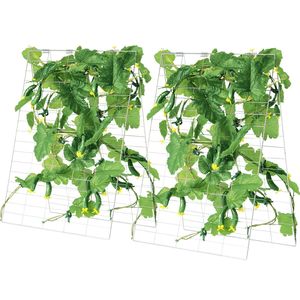 Set di tralicci pieghevoli in metallo da 35 x 55 pollici per cetrioli, con clip per piante rampicanti, per orti rialzati, recinzioni da giardino e accessori per tralicci - Product Image 1