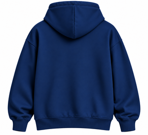 Risk Sports <b>Men's</b> Solid Winter <b>Navy</b> Blue <b>Fleece</b> Pullover Hoodie with Silk Screen Printed Front Kangaroo Pocket - Product Image 4