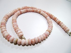 Natural Pink <b>Opal</b> Rondelle Faceted 6-7mm Color Beaded <b>Necklace</b> Magnetic Clasp - Product Image 2