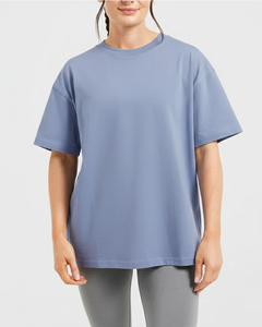 Camiseta de Verano para Mujer, Ligera, Transpirable, de Secado Rápido, Estilo Casual Urbano, Corte Regular, Hombros Caídos, con Logotipo Personalizado, Última Tendencia - Product Image 1