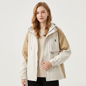 Chaqueta Varsity con Capucha para Hombre, Diseño Color Block, Impermeable, Resistente al Viento, Transpirable, Poliéster, Cierre de Cremallera, Bolsillos Frontales, Estilo Casual, Otoño - Product Image 6