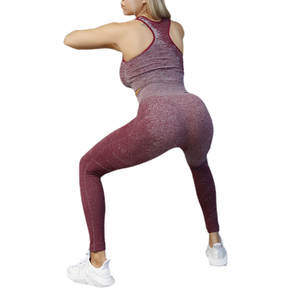 Conjunto de Yoga sin Costuras con Logotipo Personalizado para Mujer, 2 Piezas, Ropa Deportiva, Leggings de Cintura Alta con Efecto Push-Up, Sujetador Deportivo, Ropa de Fitness - Product Image 5