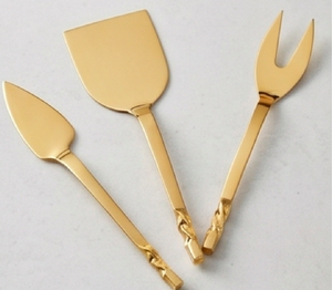 <b>Cheese</b> And Butter <b>Knives</b> <b>Set</b> Stainless Steel With Elegant Gold Finish Twisted Handle For Restaurant Dining And Wedding Events - Product Image 3