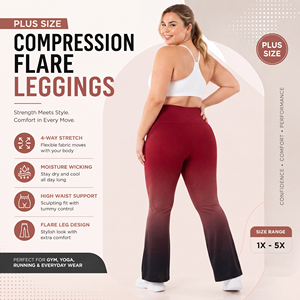 Leggings évasés imprimés taille haute pour femmes grandes tailles en polyester/spandex, pantalons de yoga, compression, séchage rapide, respirant - Product Image 3