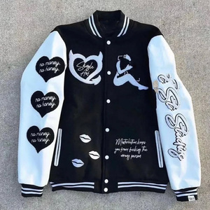 Veste à manches en cuir pour hommes veste de baseball hiver moto Bomber broderie personnalisée Patch homme veste universitaire Letterman - Product Image 3