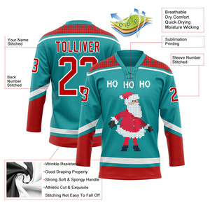 Vente directe d'usine, prix de gros bas, meilleure qualité, 100% polyester doux, col en V, manches trois quarts, maillot de hockey d'hiver - Product Image 3