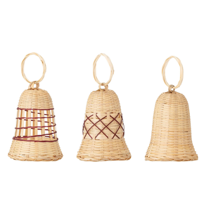 Cloche de Noël en rotin naturel du Vietnam, ornement de Noël fait main, vente en gros, prix compétitif - Product Image 1