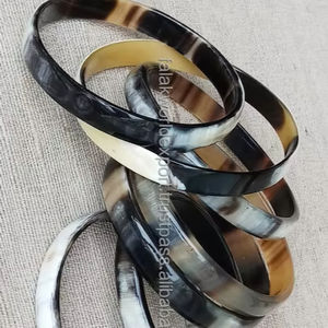 กำไลข้อมือกว้างธรรมชาติ unisex เขาควายสีดำสีน้ำตาลทองแดงสีเหลืองทองเพชรของที่ระลึกงานแต่งงาน - Product Image 4