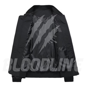 Veste bomber noire pour homme, manches longues, coupe-vent, polyester, toutes saisons - Product Image 2