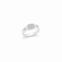 Bague Octogonale Pavée en Argent 925 Plaqué Rhodium JAURA JEWELS, Cristal Géométrique, Bijoux Fins Minimalistes Unisexe